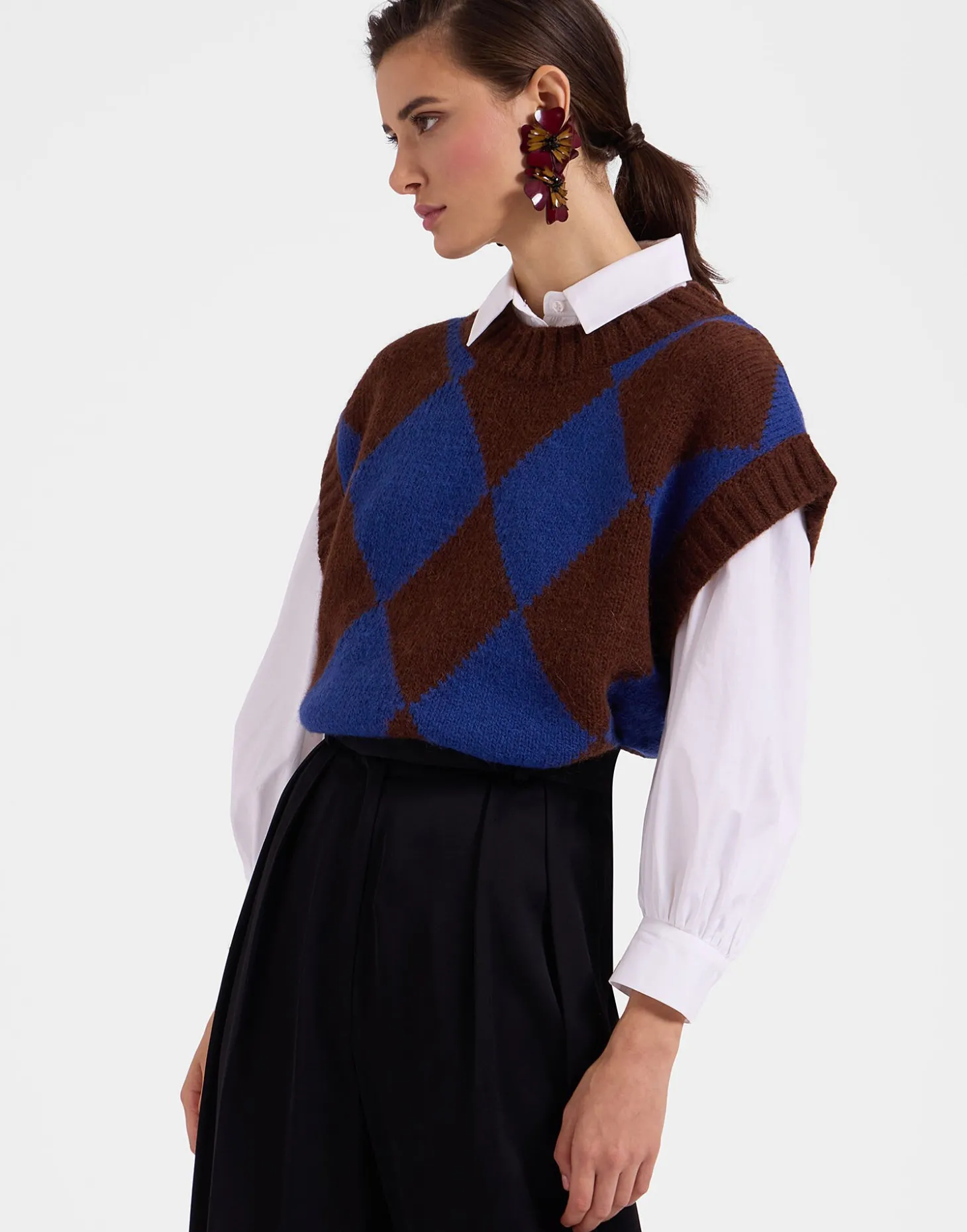 Argyle GiletBlack / Green in Wool