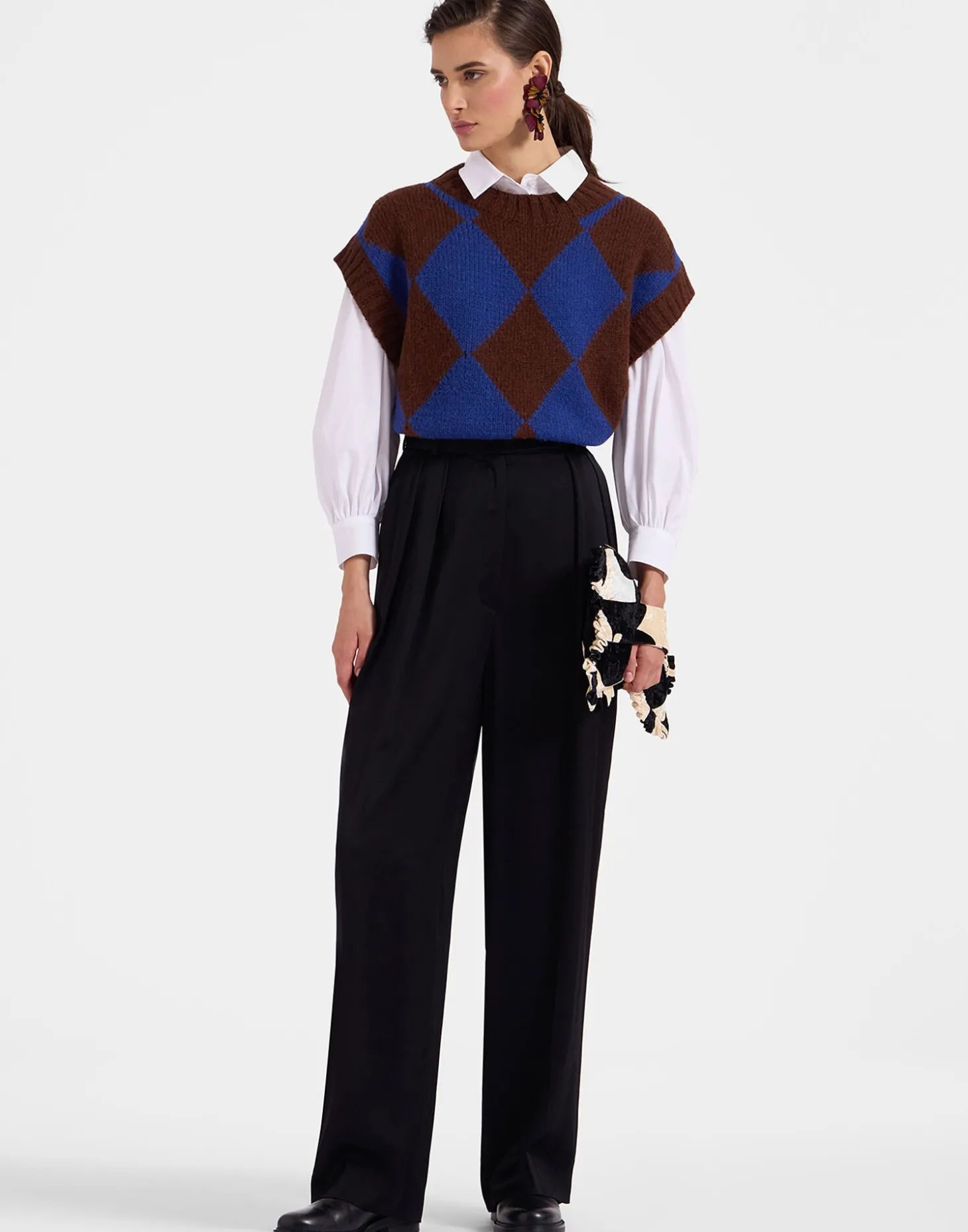 Argyle GiletBlack / Green in Wool