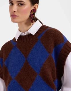 Argyle GiletBlack / Green in Wool