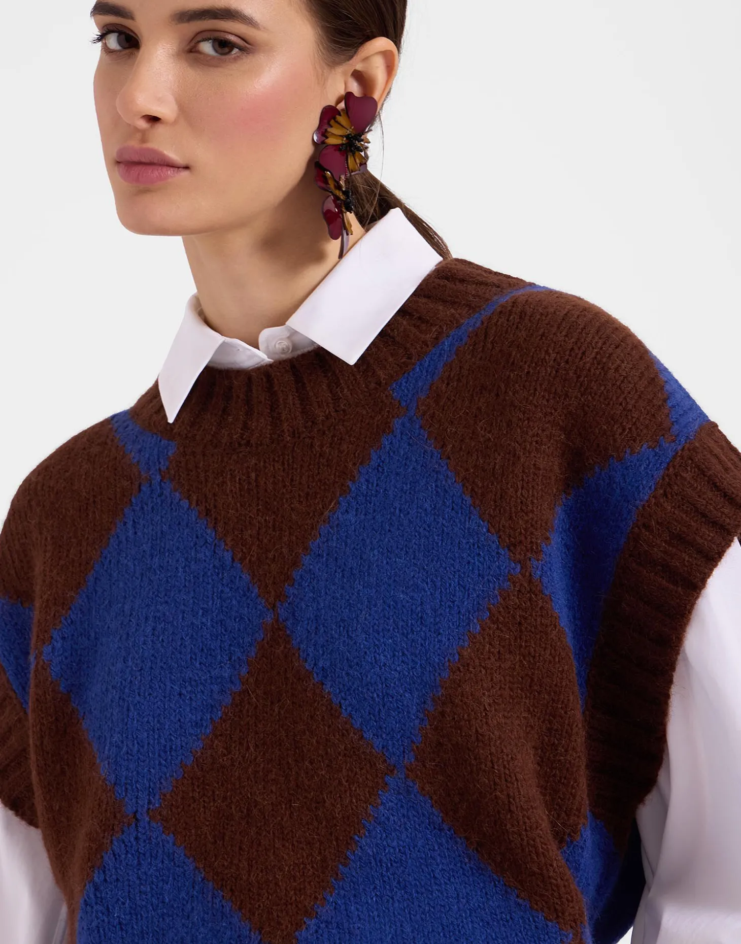 Argyle GiletBlack / Green in Wool