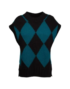 Argyle GiletBlack / Green in Wool