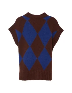 Argyle GiletBordeaux/Blue in Wool