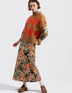 Argyle GiletCamel / Orange in Wool