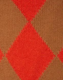 Argyle GiletCamel / Orange in Wool