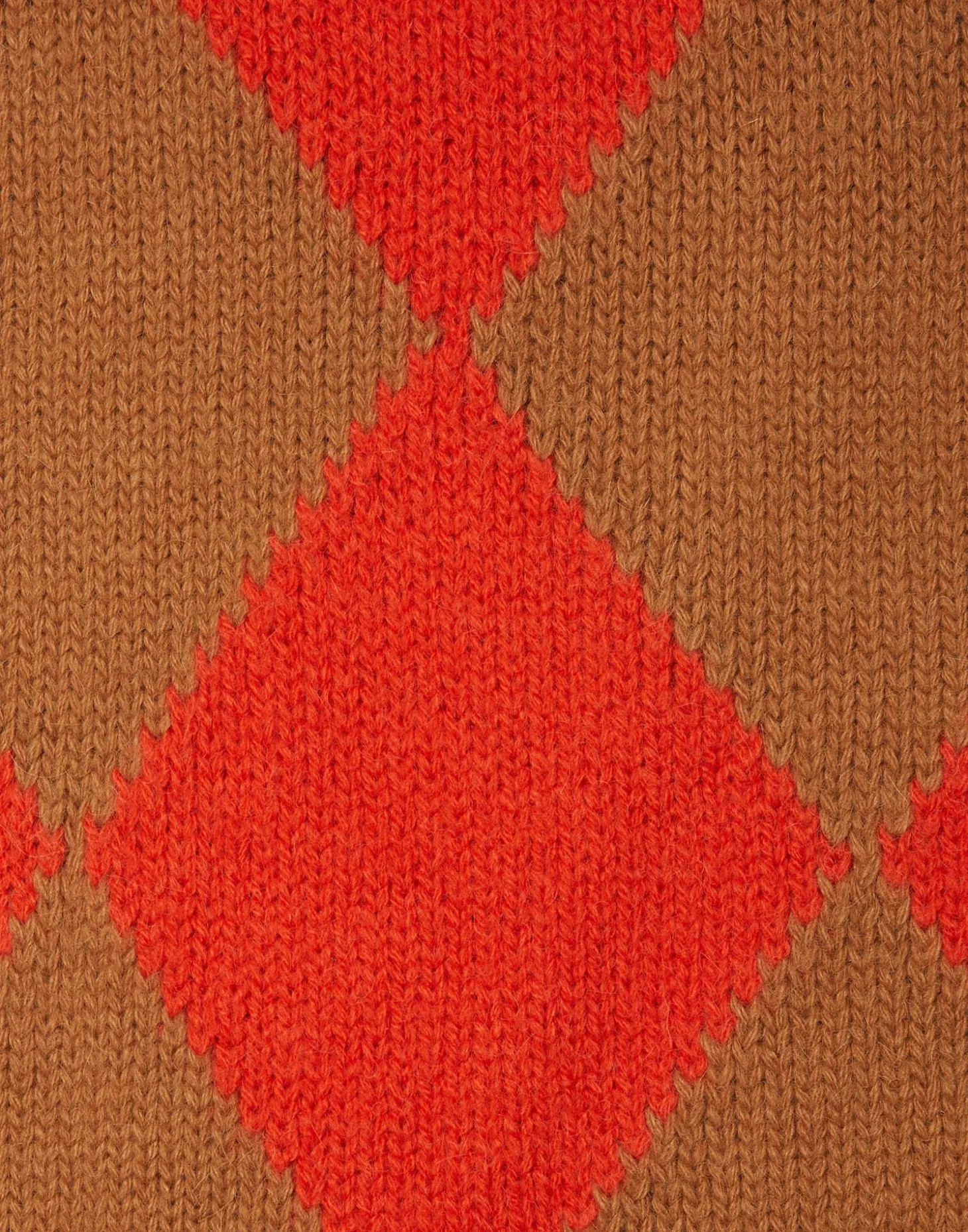 Argyle GiletCamel / Orange in Wool