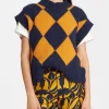 Argyle GiletNavy & Yellow in Wool