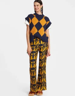 Argyle GiletNavy & Yellow in Wool