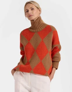Argyle SweaterCamel/Orange in Wool