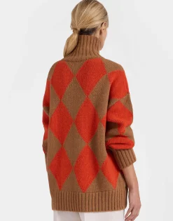 Argyle SweaterCamel/Orange in Wool