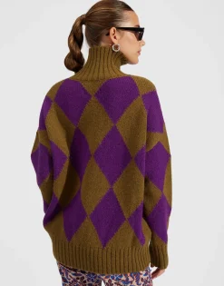 Argyle SweaterGreen/Purple in Wool