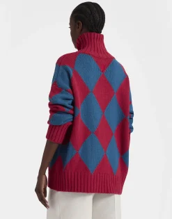Argyle SweaterRed & Blue in Wool