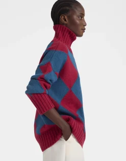 Argyle SweaterRed & Blue in Wool