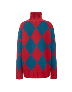Argyle SweaterRed & Blue in Wool