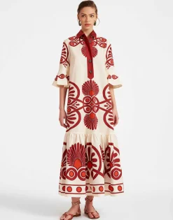 Artemis DressMedallion Plac&eacute;e Cream in Cotton Poplin