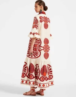 Artemis DressMedallion Plac&eacute;e Cream in Cotton Poplin