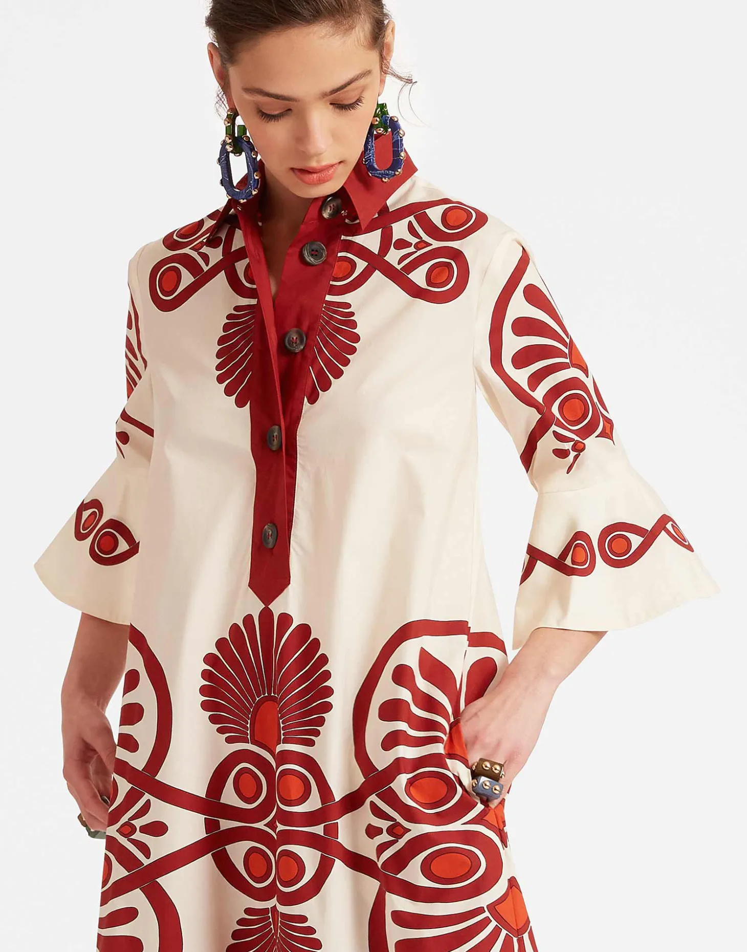 Artemis DressMedallion Placée Cream in Cotton Poplin