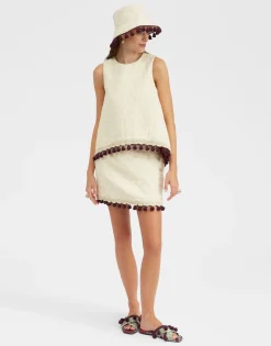 Baia Mini Skirt EmbroideredCreamy in Jacquard