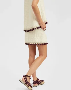 Baia Mini Skirt EmbroideredCreamy in Jacquard