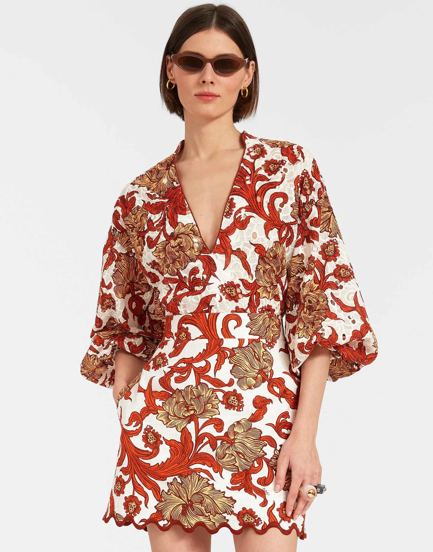 Baia Mini SkirtReef White in Shot Cotton