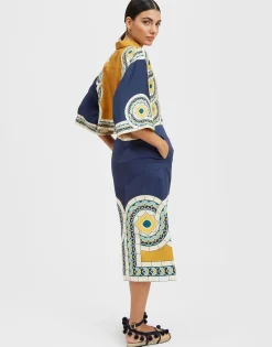 Baia SkirtMudejar Plac&eacute;e Blue in Flat Cotton Stretch