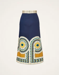 Baia SkirtMudejar Placée Blue in Flat Cotton Stretch