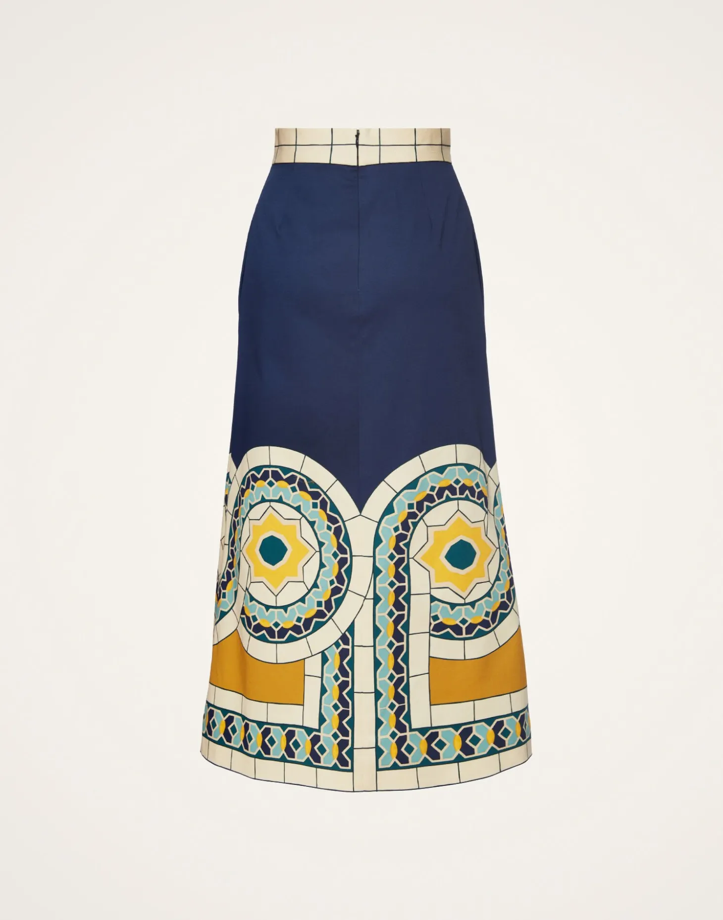 Baia SkirtMudejar Placée Blue in Flat Cotton Stretch