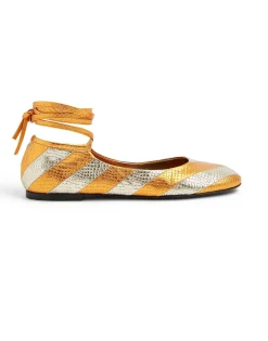 Ballerina FlatsOrange in Faux Python