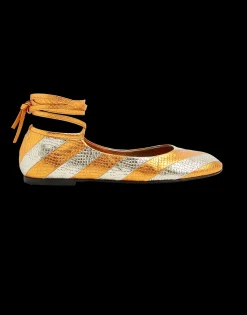Ballerina FlatsOrange in Faux Python