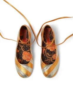Ballerina FlatsOrange in Faux Python