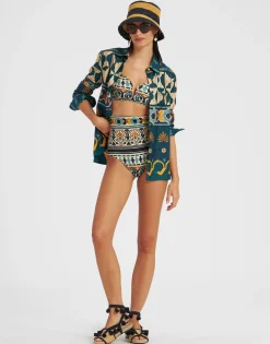 Barbarella Bikini TopCasareale Small Plac&egrave;e Cream in Lycra