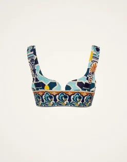 Barbarella Bikini TopCasareale Small Plac&egrave;e Cream in Lycra