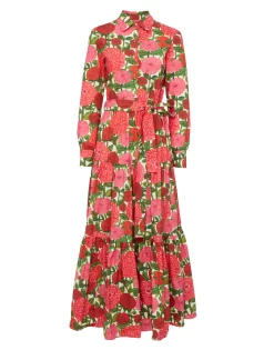 Bellini DressPink Dahlias in Popeline Cotton