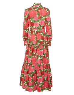 Bellini DressPink Dahlias in Popeline Cotton