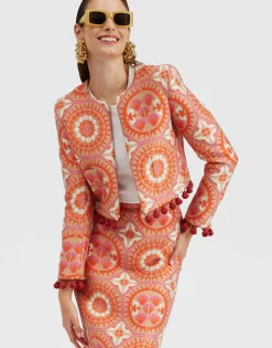 Bijoux JacketSun Orange in Jacquard  With Tassels