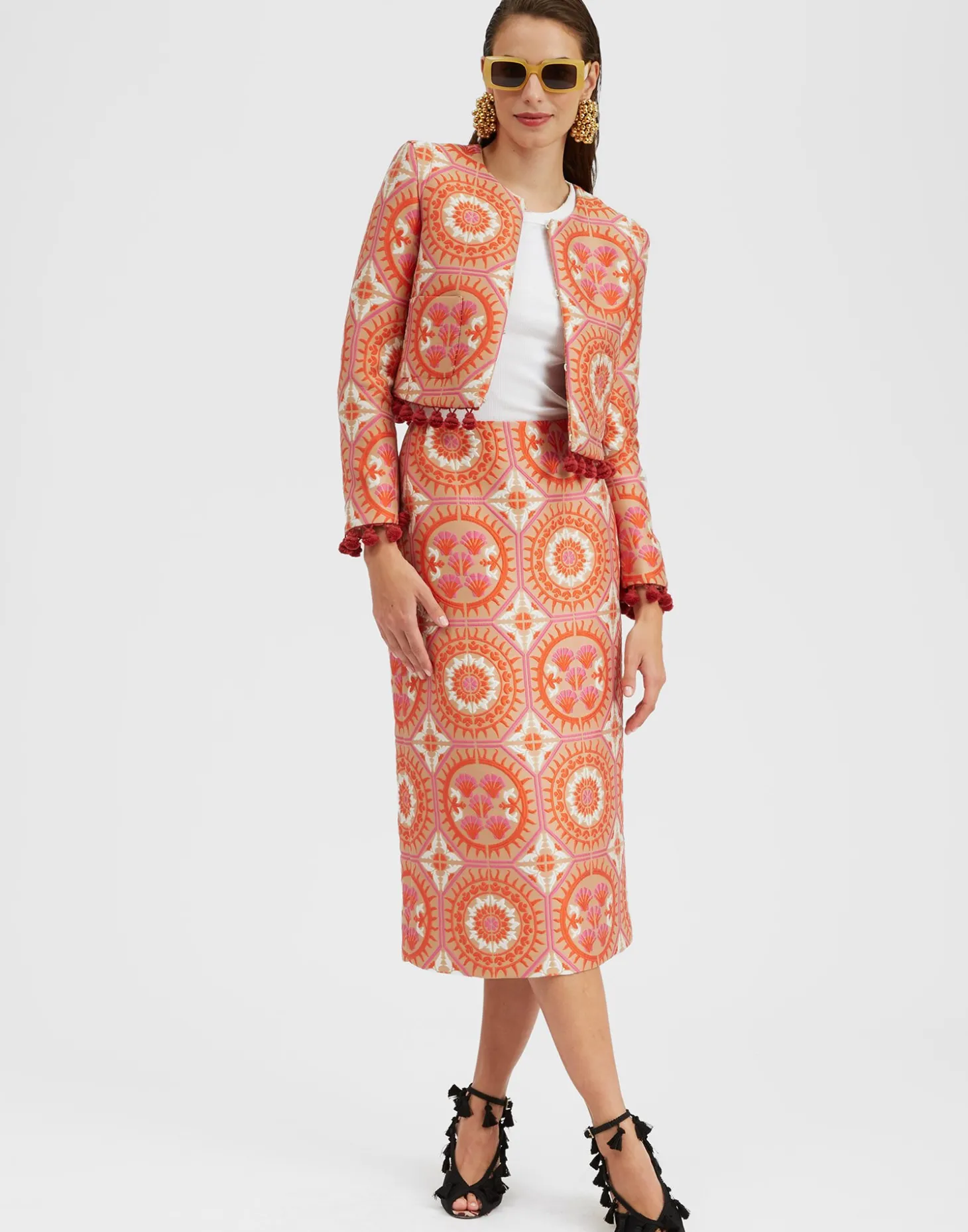 Bijoux JacketSun Orange in Jacquard With Tassels