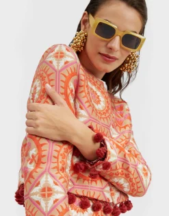 Bijoux JacketSun Orange in Jacquard With Tassels