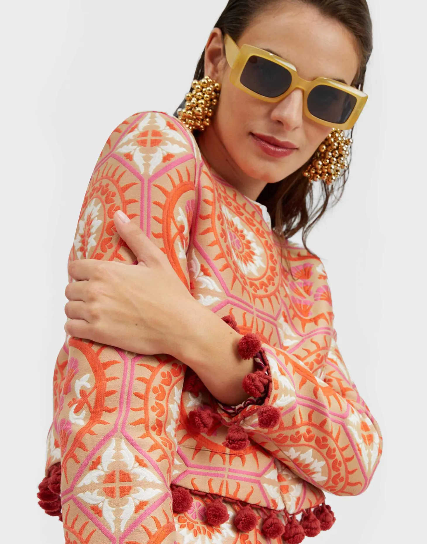 Bijoux JacketSun Orange in Jacquard With Tassels