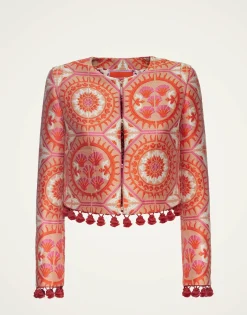 Bijoux JacketSun Orange in Jacquard  With Tassels