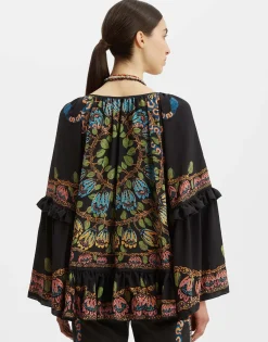 Boho BlouseEve Black in Crepe De Chine