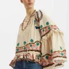Boho BlouseEve Ecru in Crepe De Chine