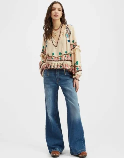 Boho BlouseEve Ecru in Crepe De Chine