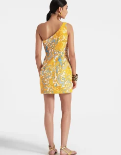 Bold Shoulder Mini DressAnemone Orange in Shot Cotton