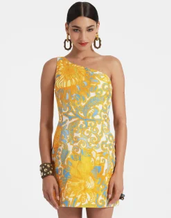 Bold Shoulder Mini DressAnemone Orange in Shot Cotton