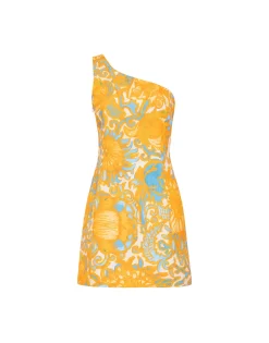 Bold Shoulder Mini DressAnemone Orange in Shot Cotton