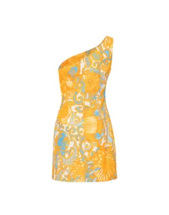 Bold Shoulder Mini DressAnemone Orange in Shot Cotton