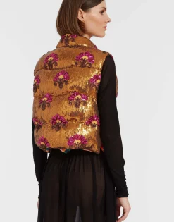 Bonbon Puffer VestBronze in Textured Sequins