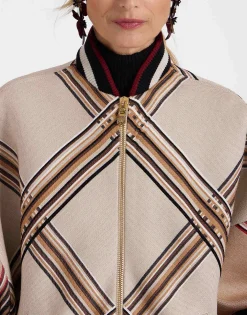 Brooklyn BomberLady Check Light Beige in Wool