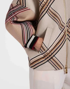 Brooklyn BomberLady Check Light Beige in Wool