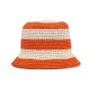 Bucket Hat RaffiaBicolore Arancio in Raffia Crochet