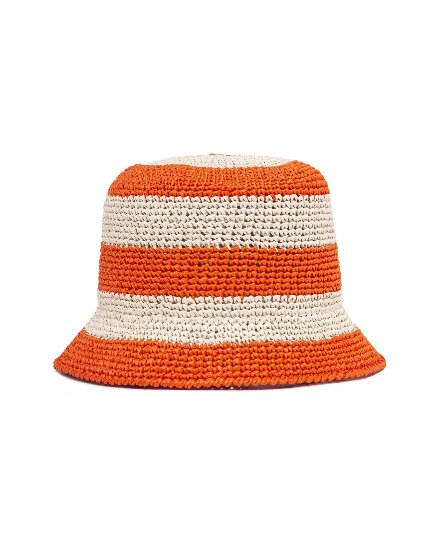 Bucket Hat RaffiaBicolore Arancio in Raffia Crochet